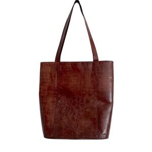AUTHENTICS HOME STRUCTURED BROWN LEATHER BUCKET BAG